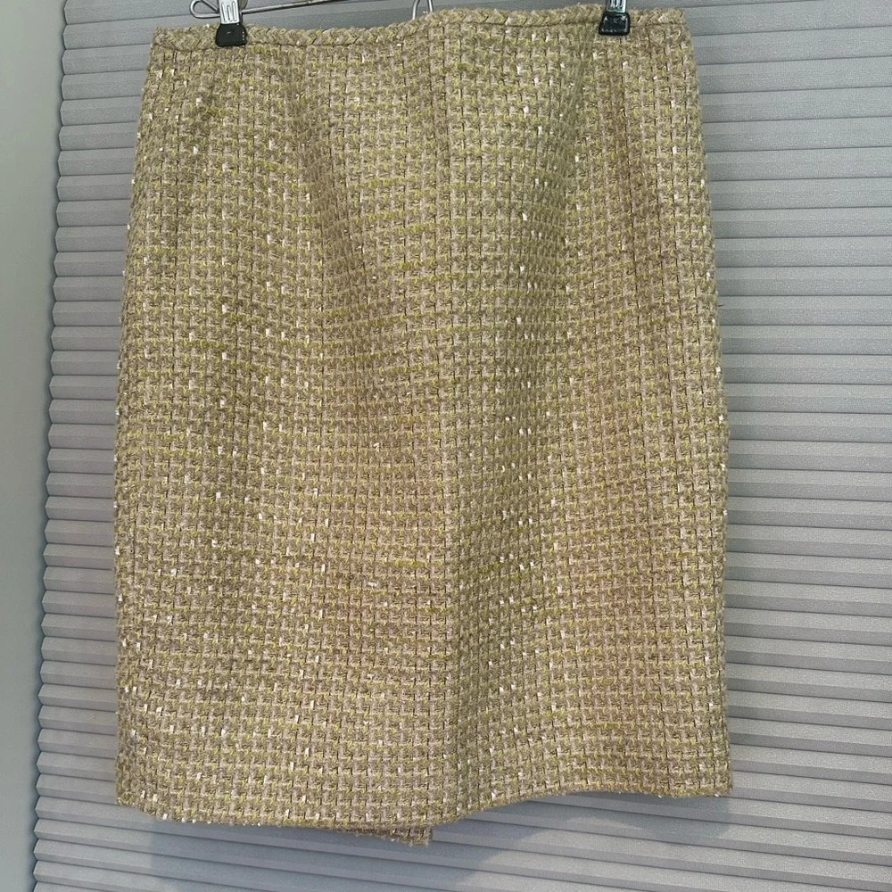 Calvin Klein gold and yellow tweed pencil skirt